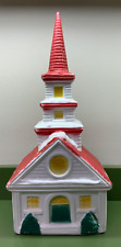 Vintage 15” Poloron Christmas Church Light Up Tabletop Blow Mold picture