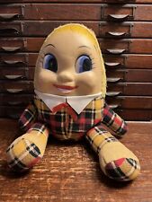 Humpty Dumpty Doll Rubber Face 12” Plush Plaid Body 1950s Knickerbocker - Crack picture