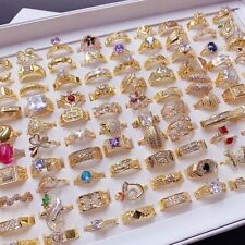 5-50pcs Rings Wholesale Bulk Lots Zircon Rhinestone Mixed Gold Plated Rings picture