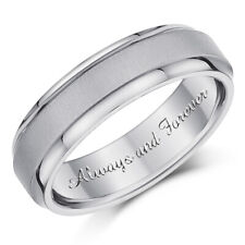 6mm 'Always and Forever' Engraved Titanium Matt & Polished Wedding Ring picture