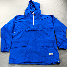 LL Bean Jacket Mens Medium Blue Anorak 1/4 Zip Hood Windbreaker Pullover Adult picture