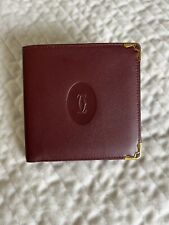 Authentic Vintage CARTIER Burgundy Leather Bifold Mens Wallet Italy picture