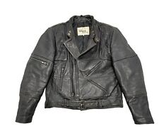 Vintage WILSONS Leather Jacket Cafe Racer Motorcycle Mens 40 MEDIUM Black Padded picture