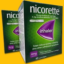 2 X Nicorette Nicotine Inhaler 4mg 84 Cartridges Quit STOP SMOKING AID - 2 Boxes picture