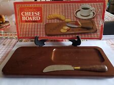 Vintage MCM Wood Cutting Cheese Board W/ Knife Charcuterie Mod Made Taiwan  picture