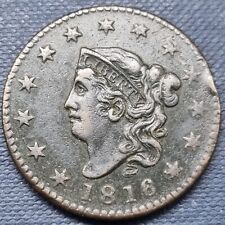1816 Coronet Head Large Cent 1c Better Grade XF #75016 picture
