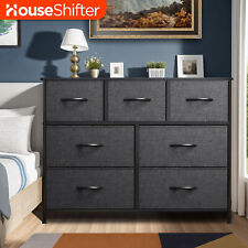 7 Fabric Drawers Dresser Black Storage Organizer Tower Cabinet Premium Bedroom picture