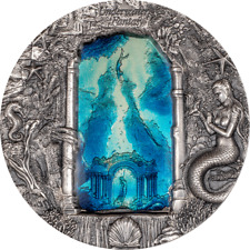 2024 Palau Underwater Fantasy Mermaids 3oz Silver Antiqued Coin with Mintage 777 picture