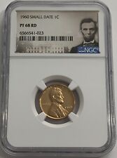 1960 P NGC PF68 RD SMALL DATE RED PROOF LINCOLN MEMORIAL PENNY 1C ONE CENT PORT picture