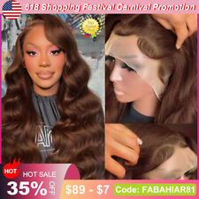 13×4 Chocolate Brown Body Wave Lace Front Wigs Human Hair For Women With Gifts picture