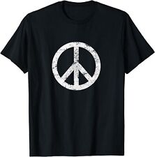 Distressed Hippie Peace Sign Cool Vintage Symbol Gift Unisex T-Shirt picture