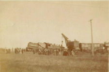 1914 Locomotive Train Crash Wreck Crane B&O Railroad Solio RPPC Photo Postcard picture