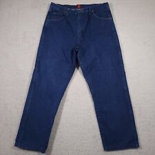Vintage Wrangler 31Relaxed 38x33 Hemmed 37X30.5 Jeans Retro 90s Denim Work Dark picture