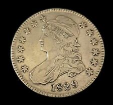 1829 - CAPPED BUST Liberty Silver Half Dollar US Coin,  50C Piece Clean Detailed picture