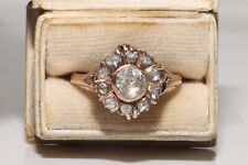 Antique Circa 1900s 8k Gold Handmade Natural Rose Cut Diamond Decorated Ring picture