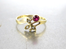 Antique Victorian 14K Red Spinel Seed Pearl ByPass Ring picture
