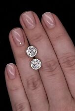 4 Ct Round Cut FL/D Real Moissanite Solitaire Stud Earrings 14K White Gold 8mm picture