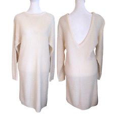 Vintage 1970s Vicky Vaughn Junior White Knit Backless Sweater Dress Medium picture