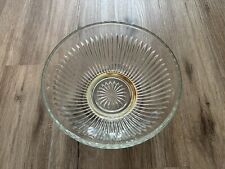 Vintage Kig Malaysia Starburst Metal Bottom Ribbed Glass Punch Bowl picture