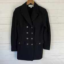 St John Collection Double Breasted Knit Blazer Jacket Size 2 Black Pockets picture