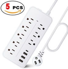 Multi Outlet Wall Mountable USB Surge Protector Power Strip 8 Outlet Plugs 12in1 picture