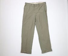 Vtg 40s Streetwear Mens 36x30 Gabardine Rayon Cuffed Pants Trousers Green USA picture