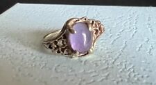 Vintage detailed 10k Yellow Gold Oval Amethyst Ring picture