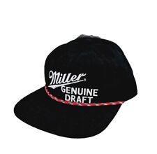 Miller Genuine Draft Trucker Rope Vintage Style Snapback Baseball Hat Black NWT picture