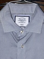 Charles Tyrwhitt Mens Blue Argyle Diamond Dress Shirt 15.5/34 Slim Fit Non Iron picture