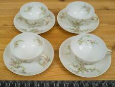 Set of 4 Theodore Haviland Limoges France Tea Cups & Saucers Floral w/ Gold hk picture