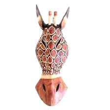 African masks-Giraffe Mask Wooden Carved Jungle Wall Decor Hanging - BRAND NEW picture