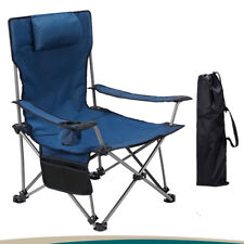 Oversized Camping Chair Outdoor Heavy Duty Folding Chair w/ Cup Holder & Pillow picture