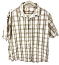 Carhartt Mens Shirt XL Plaid Button Front Short Sleeve 100% Cotton Logo Pocket picture