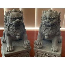 Chinese Foo Dogs Statues Pair Guardian Lion Statues Fu Foo Dogs Stone Bookends picture