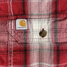 Carhartt Button Down Up Shirt Adult XL Long Sleeve Relaxed Red Plaid 103352 Mens picture