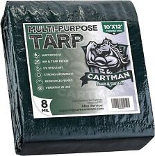 CARTMAN Finished Size 10x12 Feet Extra Thick 8 Mil Heavy Duty Poly Tarp, Green picture