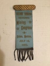 1892 Helena Montana National Mining Congress 2nd Annual Badge Ribbon Rare picture