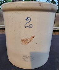 ANTIQUE VINTAGE RED WING TWO (2) GALLON STONEWARE CROCK 1930s OVAL SMALL WING picture