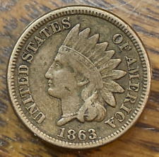1863 Indian Cent Nice Original Choice VF CHRC picture