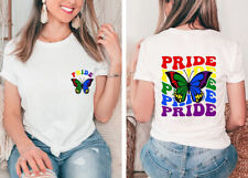 Pride Groovy Butterfly Shirt, Rainbow Butterfly Tee, Lesbian LGB, Butterfly Gay picture