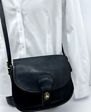 Vintage 1980's NYC Coach Saddlery Bag 9635 Black Leather Shoulder Bag picture