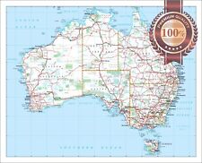 DETAILED MAP OF AUSTRALIAN ROADS AUSTRALIA AUS ATLAS WALL PRINT PREMIUM POSTER picture