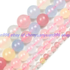 Natural 4/6/8/10/12/14mm Pretty Multicolor Morganite Round Gems Loose Beads 15