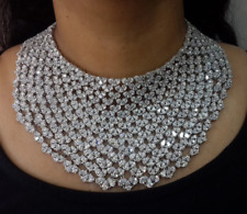 Gorgeous Multi Layer Floral Design Lab-Created Diamonds Engagement Necklaces picture