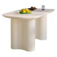 Guyii 55.12'' Dining Table Modern Kitchen Table Breakfast White Table Table Only picture