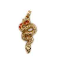 1.73 Ct Round Cut Simulated Diamond Snake Charm Pendant 14K Yellow Gold Plated picture