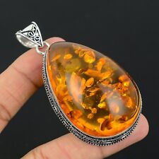 Baltic Amber Gemstone Handmade 925 Sterling Silver Vintage Pendant Jewelry picture