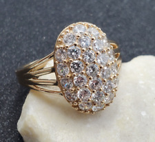Estate QVC Epiphany Gold Clad 925 Sterling Silver CZ Cluster Ring Size 9 VIDEO picture