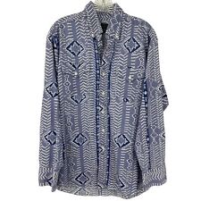 Vintage Panhandle Slim Shirt Mens Large Western Button Down Aztec Rodeo Blue picture