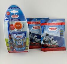THOMAS the TRAIN & FRIENDS Toothbrush Cup Set AND 2 bags of Dental FLOSSERS Pick picture